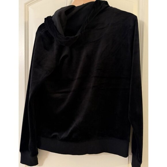 Calvin Klein Zip Up Hoodie Sweatshirt Jacket Womens Size Small Black Velour - Picture 2 of 5